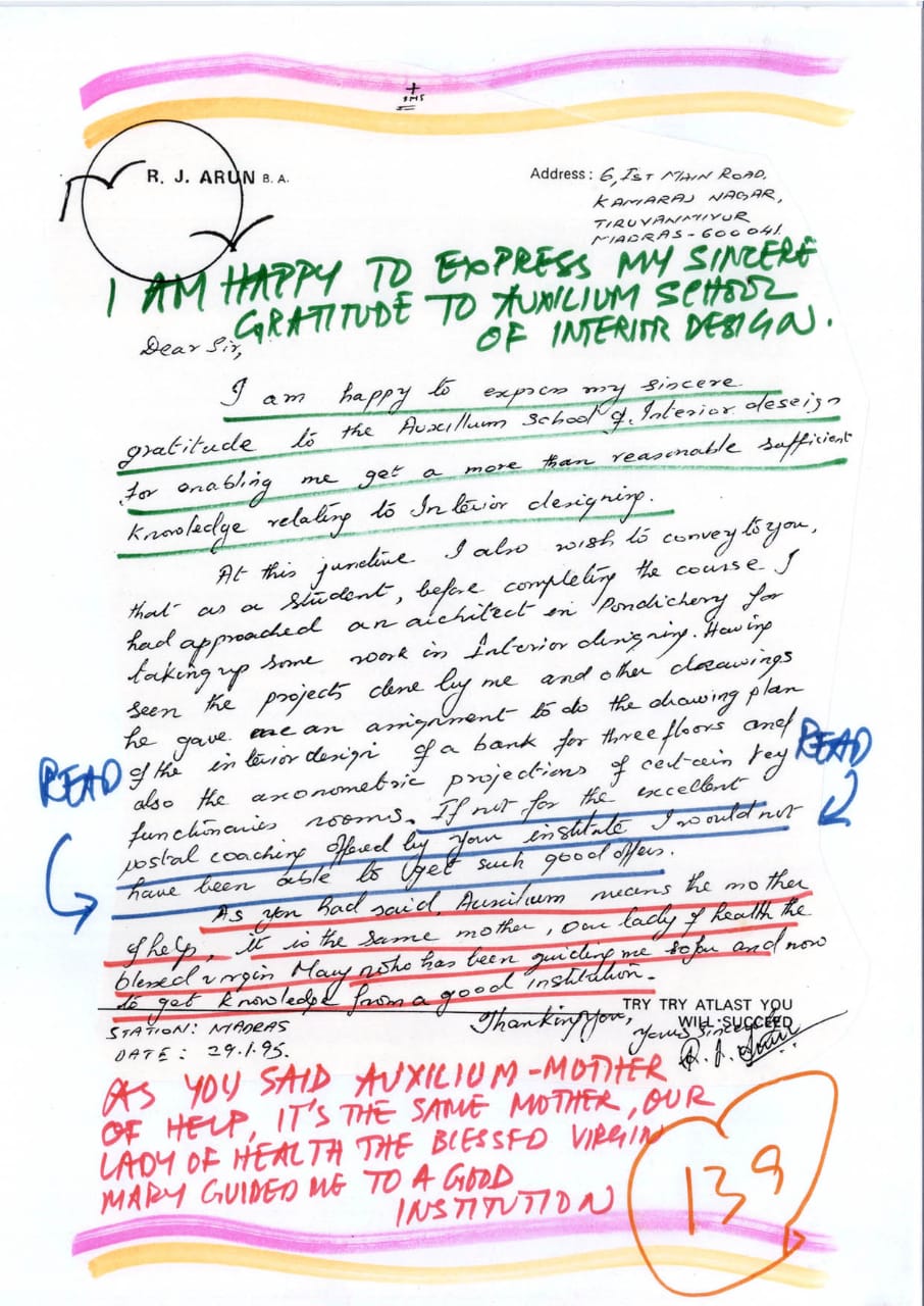I am happy to express my gratitude to Auxilium school for enabling me to get a more than reasonable sufficient Knowledge relating to Interior designing., Salem, Tamil Nadu, Sujangarh, Rajasthan